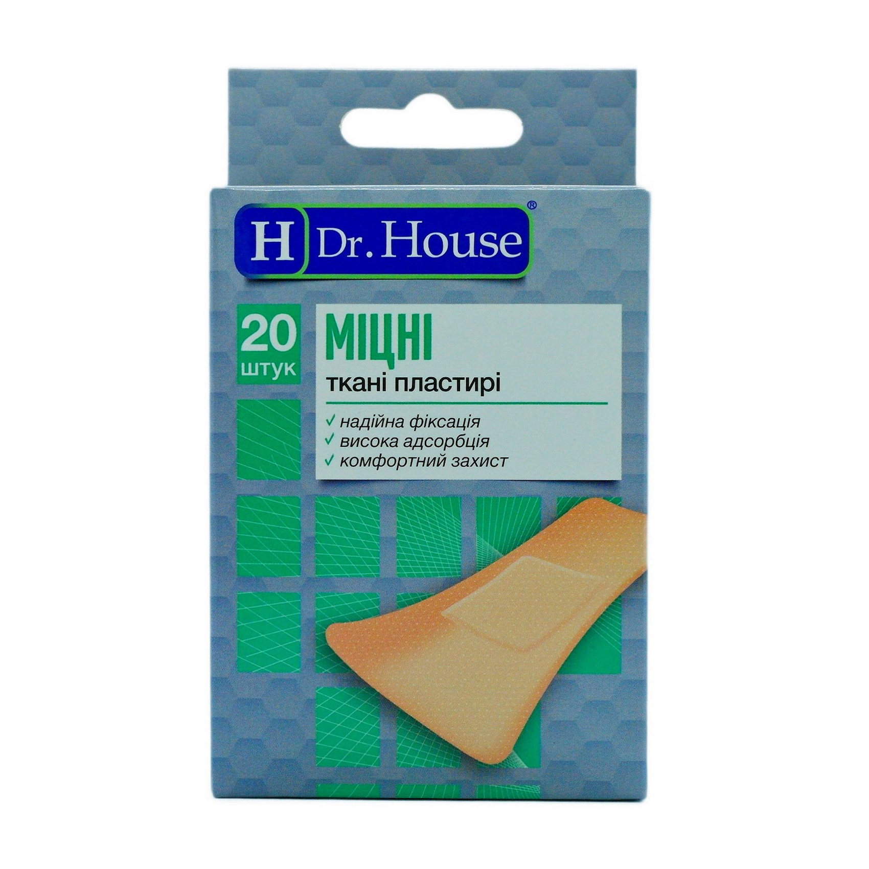 Набір пластирів медичних тканих Dr. House Міцні, 7.2*2.3 см, 20 шт